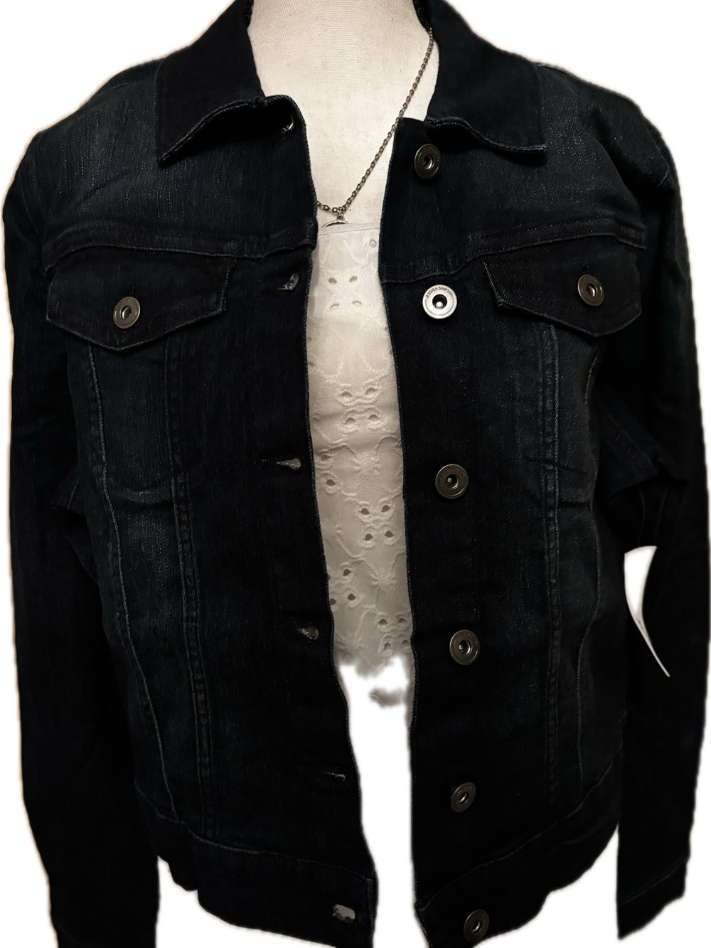 Jessica Simpson Classic Women's Dark Wash Denim Jacket, Size Medium
